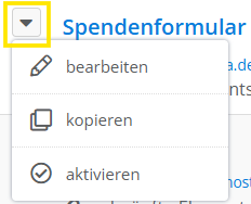Screenshot des Pfeils beim Formularnamen