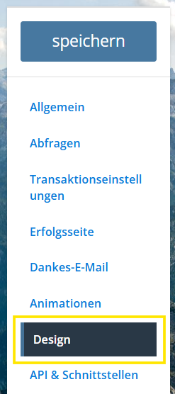 Screenshot des Menüpunkts Design