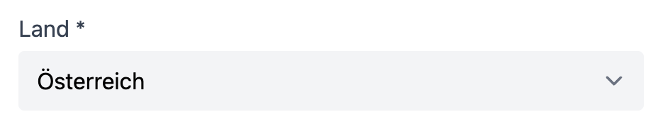 Screenshot: Im Formular ist "Österreich" im Feld "Land" vorausgewählt.