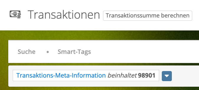 Screenshot: Smart-Suche nach einer Posten-ID