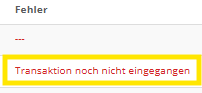Screenshot der Spendenquittungs-Fehlermeldung "Transaktion noch nicht eingegangen"