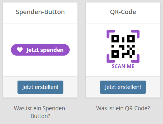 Screenshot der verschiedenen Elements Optionen