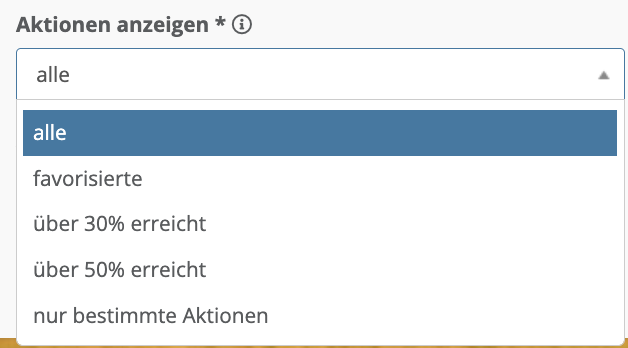 Einstellungen für die Listendarstellung von Spendenaktionen