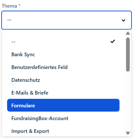 Screenshot der Auswahl für das Thema