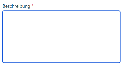 Screenshot des Feldes für die Beschreibung