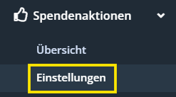 Screenshot des Menüpunktes Einstellungen