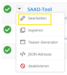 Screenshot der Option "bearbeiten"
