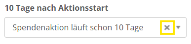 Screenshot des x zum Löschen der Template-Auswahl
