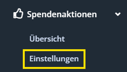 Screenshot des Menüpunkts Einstellungen