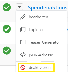 Screenshot des Menüpunkts "deaktivieren"