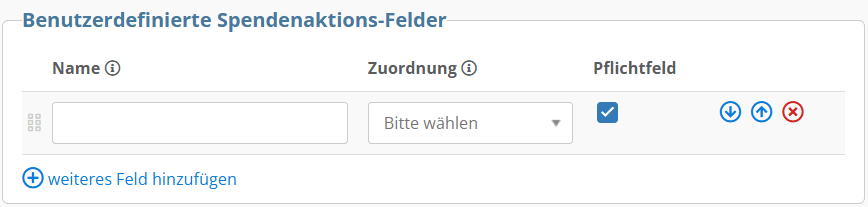 Screenshot der Konfiguration für benutzerdefinierten Felder