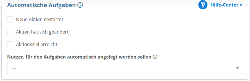 Screenshot der Einstellungen für die Automatischen Aufgaben