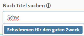 Screenshot des Suchfelds für Spendenaktionen