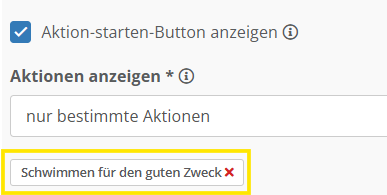 Screenshot der Anzeige für hinzugefügte Spendenaktionen