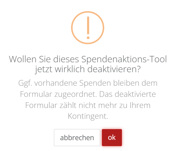 Screenshot des Warnhinweises vor dem Deaktivieren