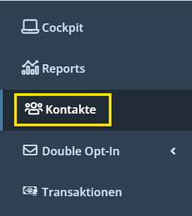 Screenshot des Menüpunkts Kontakte
