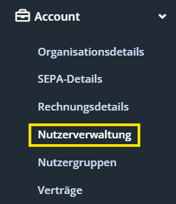 Screenshot des Menüpunkts Nutzerverwaltung