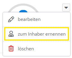 Screenshot des Menüpunkts zum Inhaber ernennen