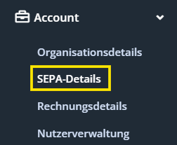 Screenshot des Menüpunkts SEPA-Details