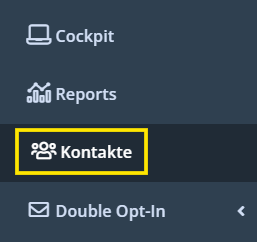 Screenshot des Menüpunkts Kontakte