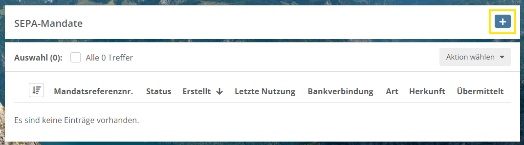 Screenshot des Abschnitts SEPA-Mandate