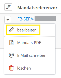 Screenshot des Menüpunkts bearbeiten