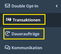 Screenshot der beiden Menüpunkte Transaktionen und Daueraufträge