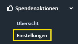 Screenshot des Menüpunkts Einstellungen