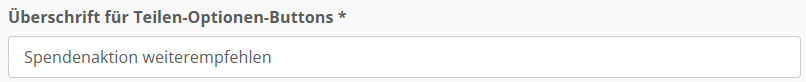 Screenshot der Konfiguration für die Überschrift für den Teilen-Optionen-Button