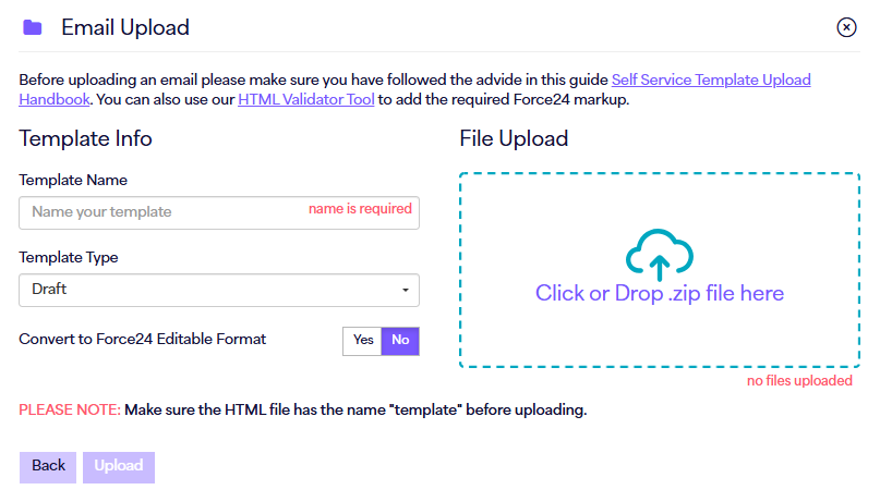 Upload screen