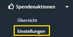 Screenshot des Menüpunkts Einstellungen