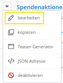 Screenshot des Menüpunkts bearbeiten