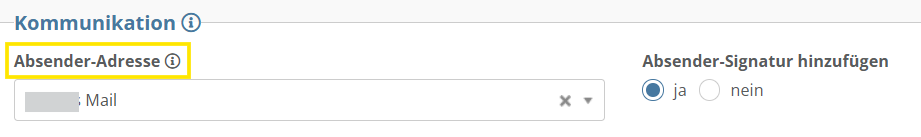Screenshot der Konfigurationsmaske für die Kommunikation