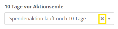 Screenshot einer E-Mail-Template Einstellung mit dem X