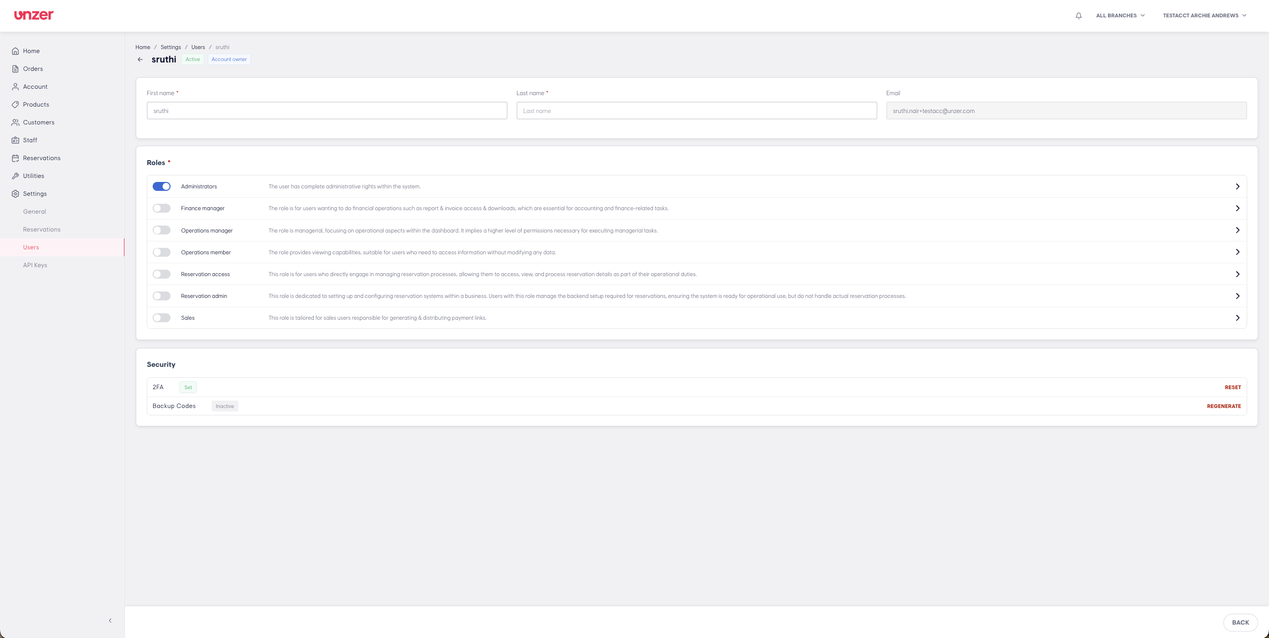 Regenerate backup codes option