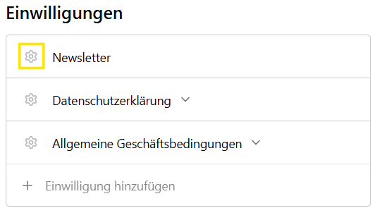 Screenshot: Einwilligungsfeld über das Zahnradsymbol entfernen