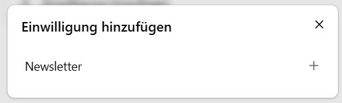 Screenshot: Auswahl eines Einwilligungsfelds im Pop-up