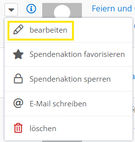Screenshot des Menüpunkts bearbeiten