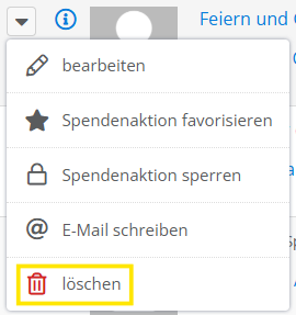 Screenshot des Menüpunkts löschen