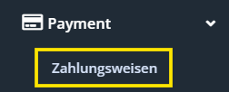 Screenshot des Menüpunkts Zahlungsweisen