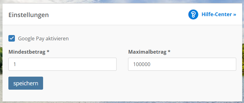 Screenshot für die Einstellungen des Mindest- und Maximalbetrags