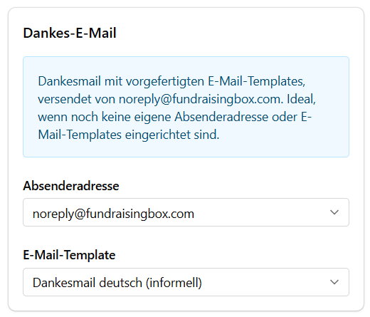 Screenshot der Dankes-Mail Konfiguration