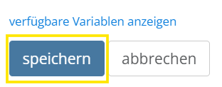 Screenshot des Speichern Buttons
