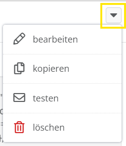 Screenshot des Aktionsmenüs