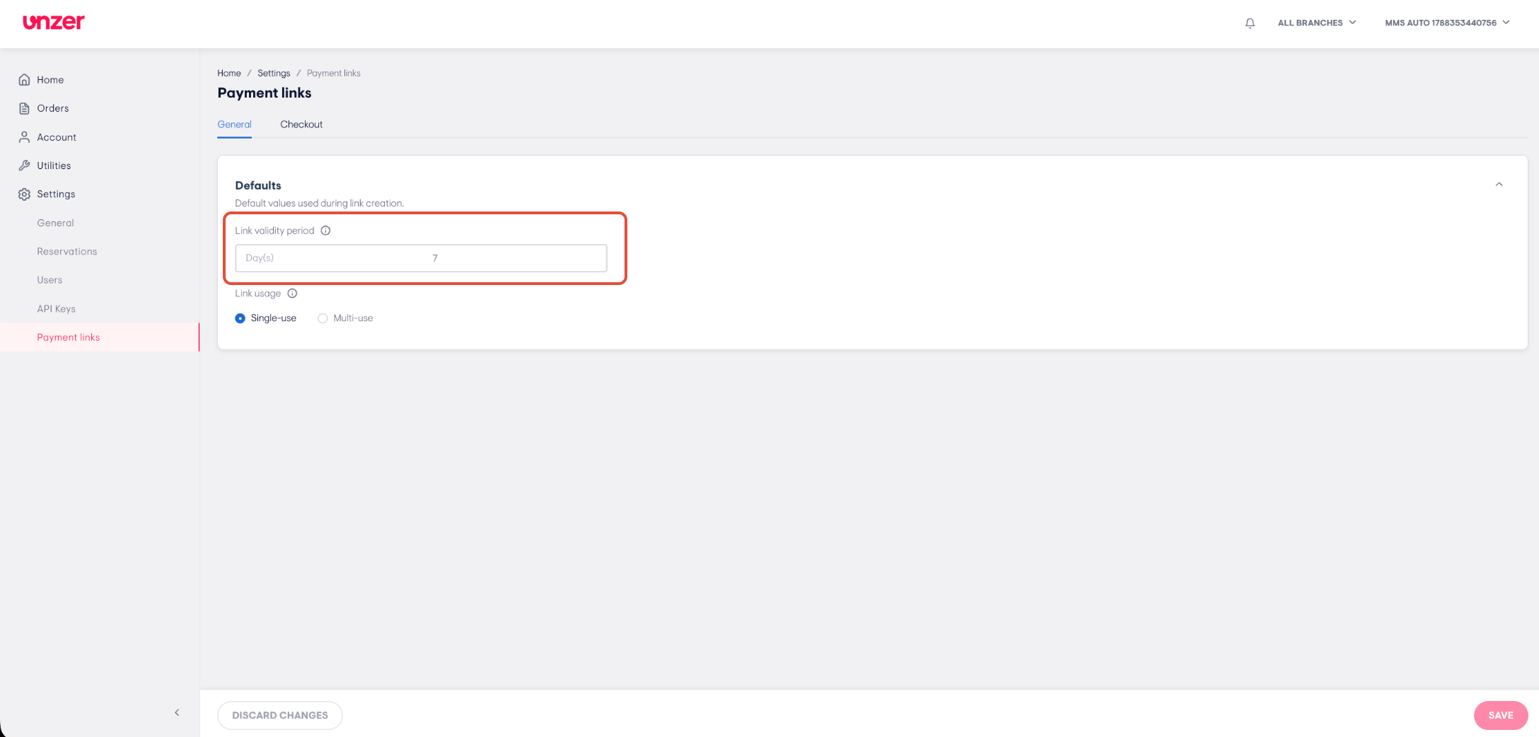 Screenshot der beschriebenen Einstellung oder Aktion