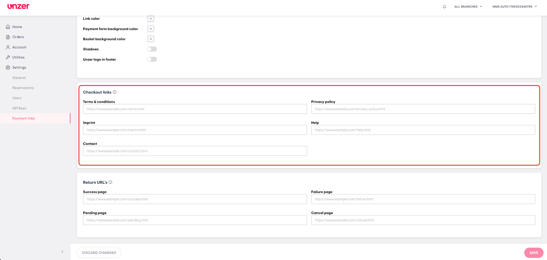 Screenshot der beschriebenen Einstellung oder Aktion