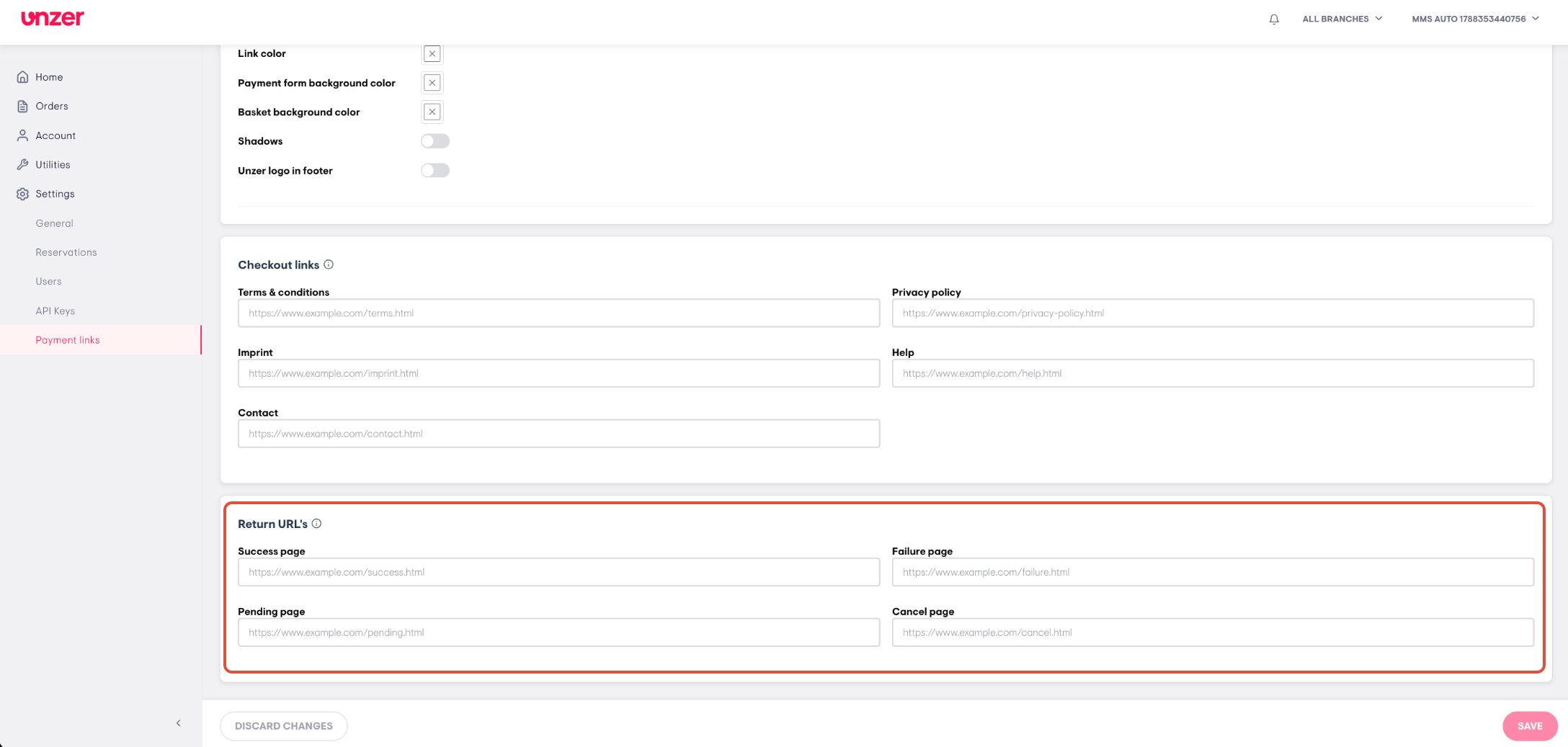 Screenshot der beschriebenen Einstellung oder Aktion
