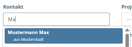 Screenshot der Eingabemaske für den Kontakt