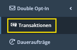 Screenshot des Menüpunkts Transaktionen