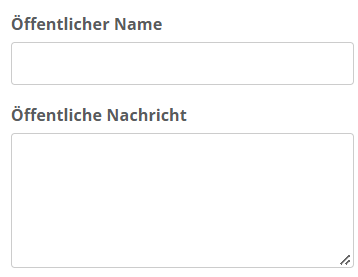 Screenshot der Eingabemasken für öffentliche Nachrichten und den öffentlichen Namen